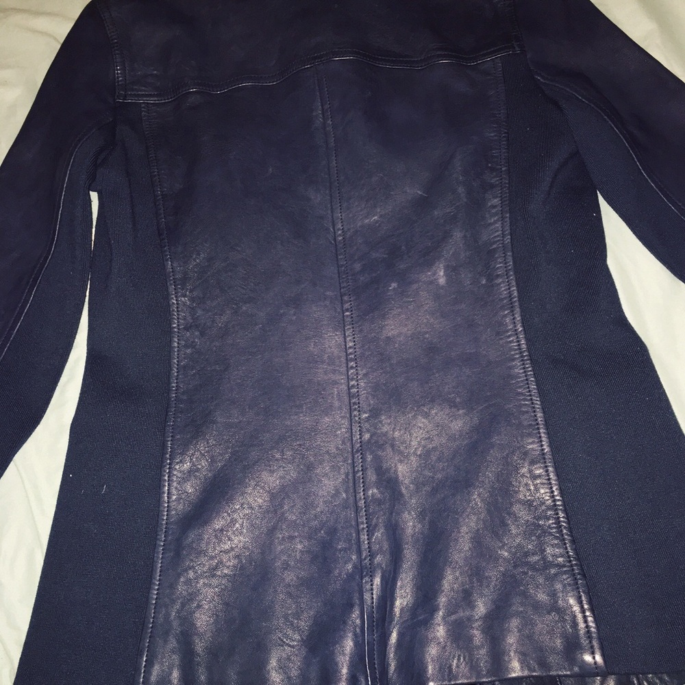 Medium Genuine Ink Navy Leather Jacket - Picture 4 of 6